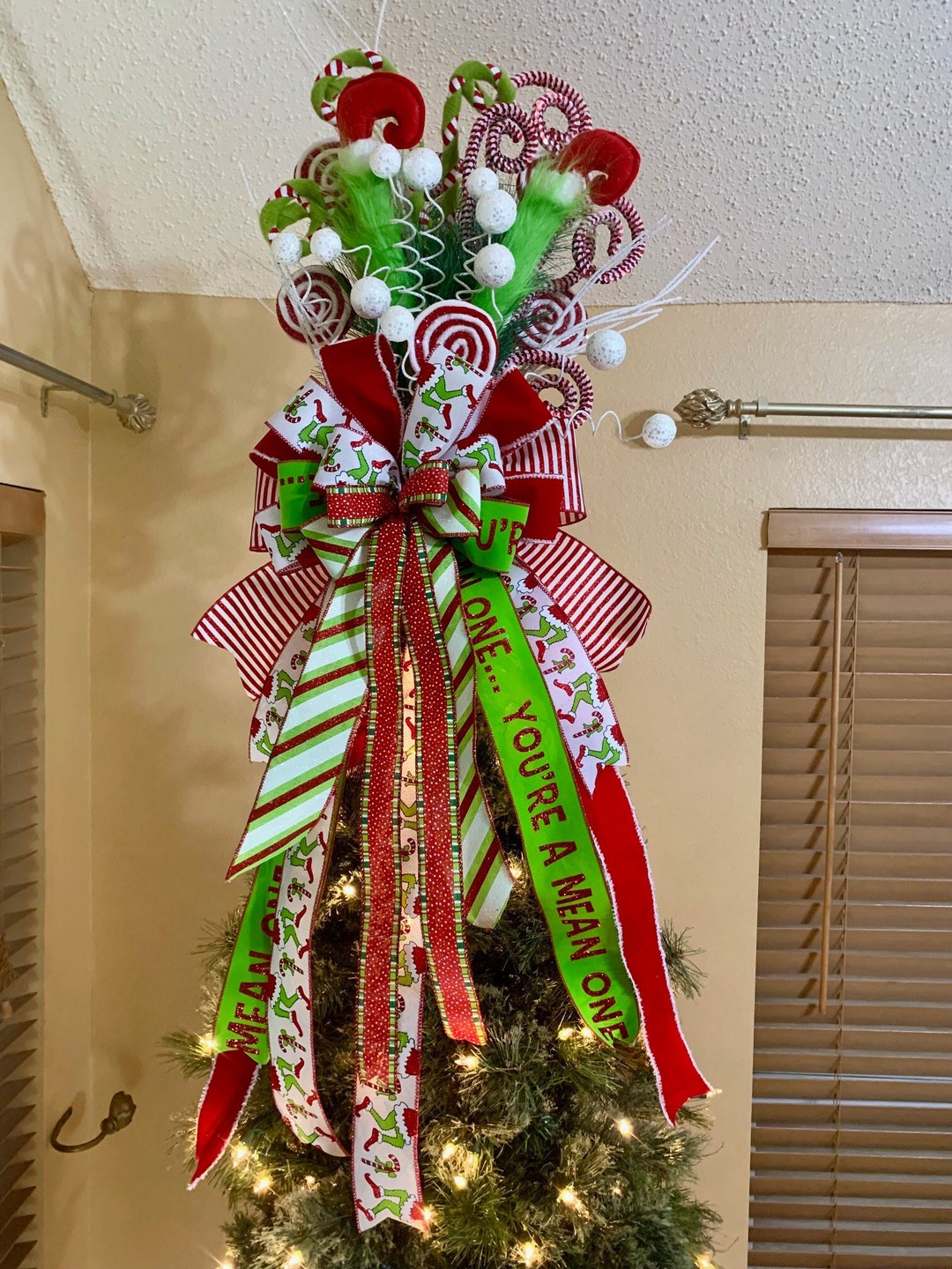 Xlarge Grinch Inspired Tree Topper, Monster Legs, Christmas Tree Decor ...