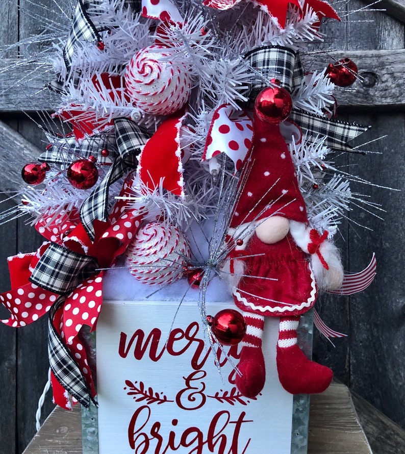 Gnome Christmas Tree Centerpiece Table Tree Holiday | Etsy