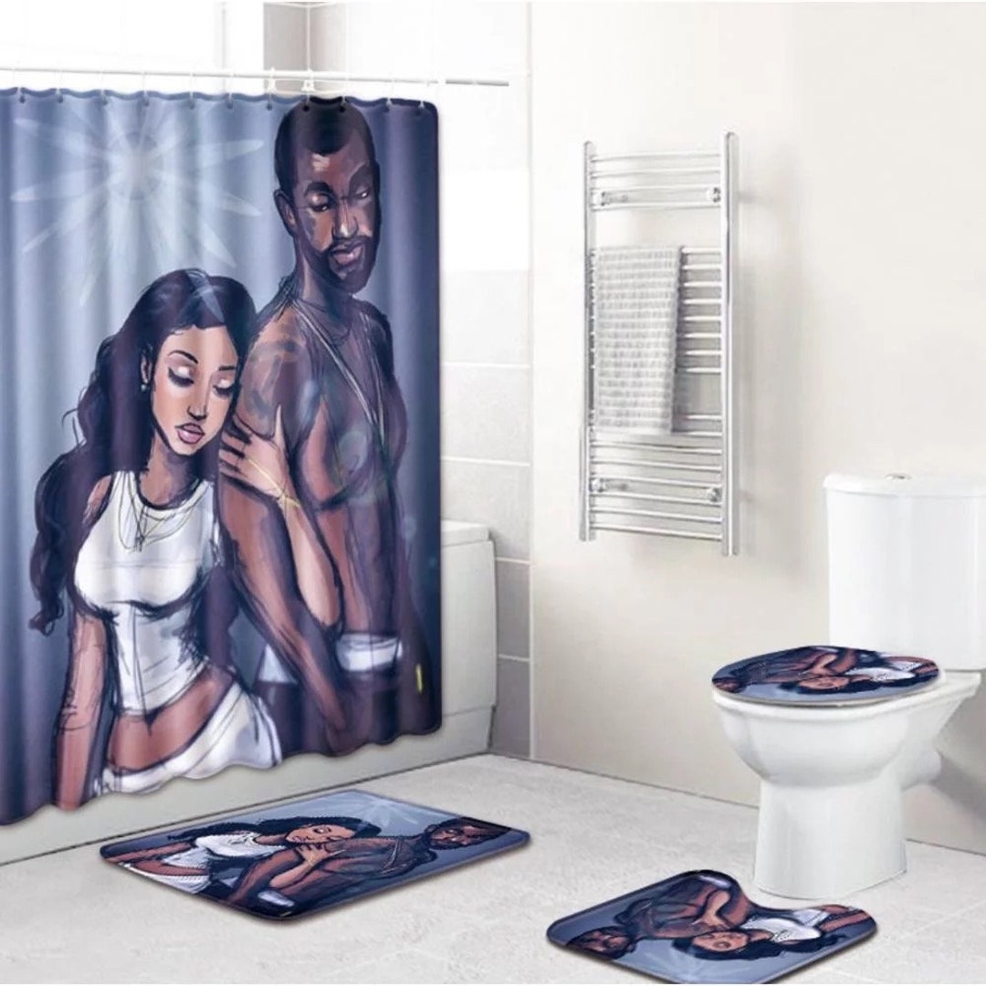 African American Shower Curtain Black Couple Shower Curtain Etsy