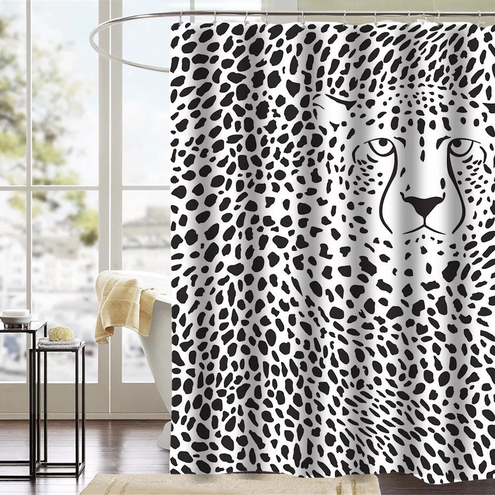 Cat Shower Curtain Animal Print Shower Curtain Mildew Etsy