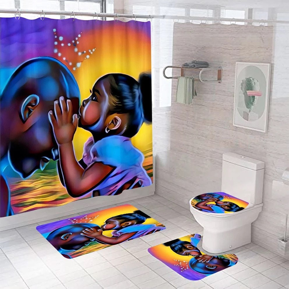 Afrocentric Shower Curtain for Kids African American Father Etsy