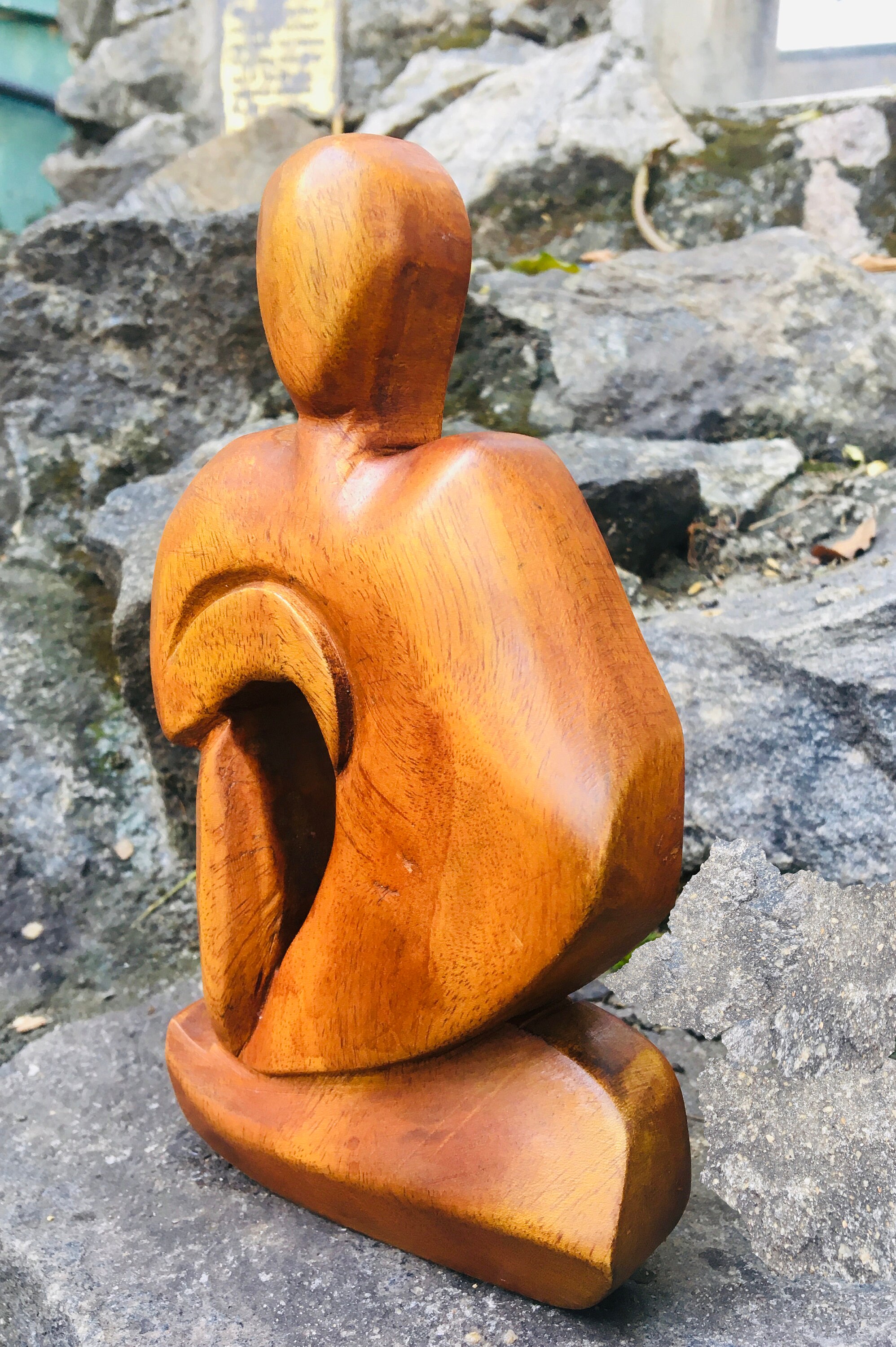 Handmade Wooden Men Statue Carving Hand Carved Gift Art Decor Sri Lanka