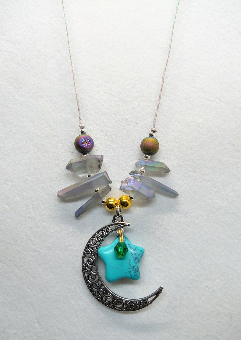 Sailor Neptune Crystal Moon Necklace