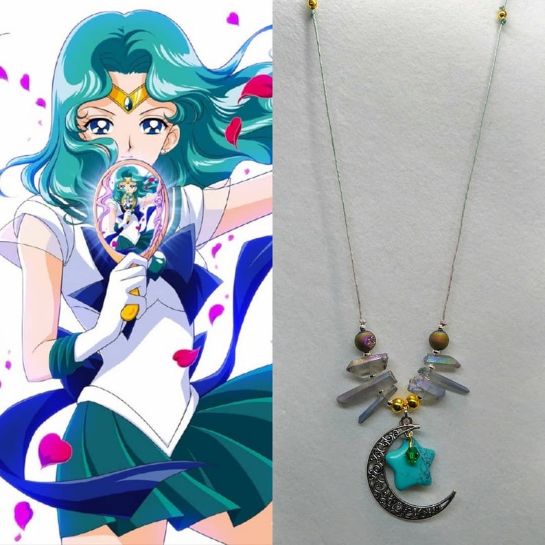 Sailor Neptune Crystal Moon Necklace