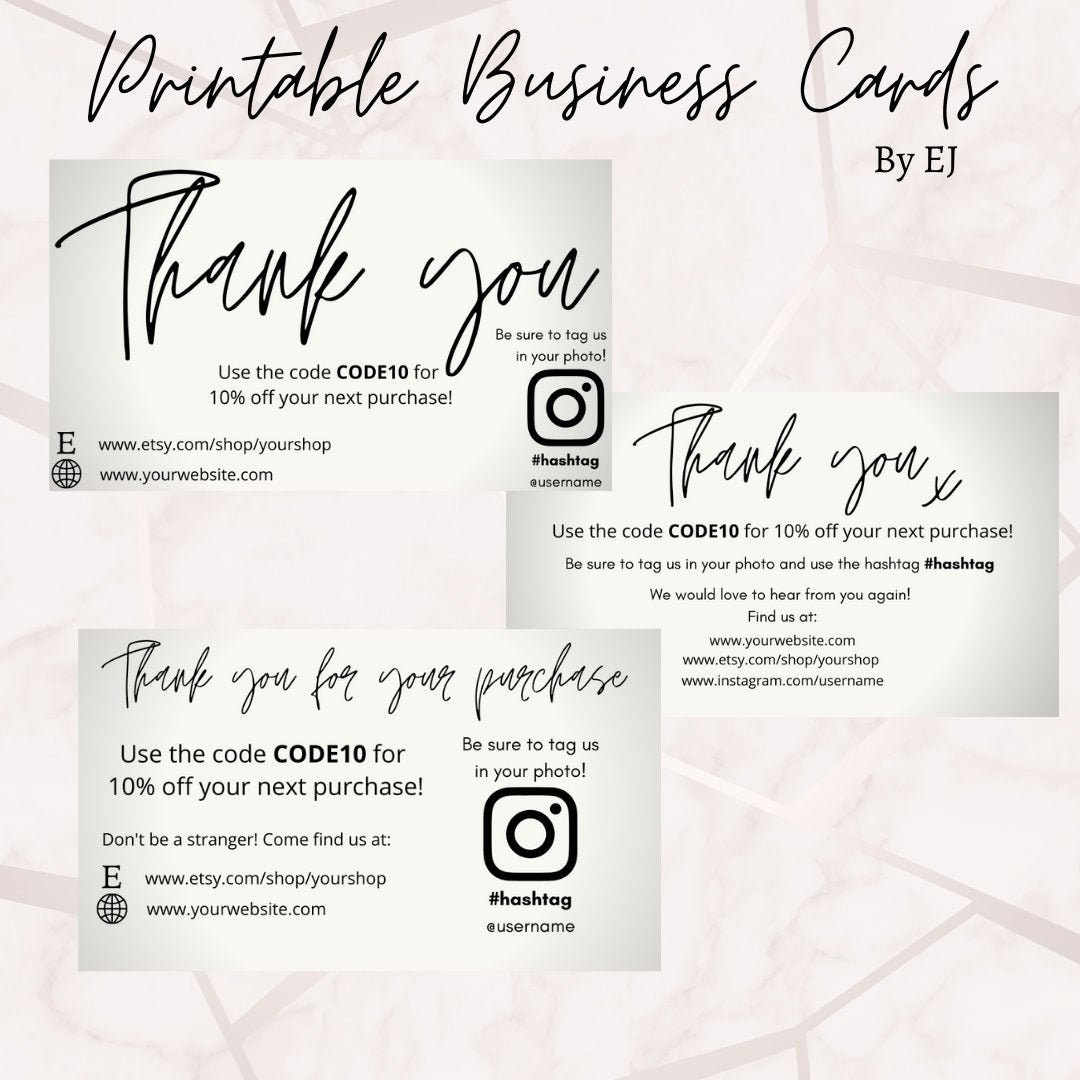 DIY Printable Small Business Thank You Card | Customisable | Thank You ...