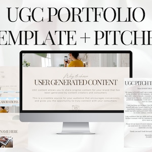 UGC Creator Portfolio Template and Example Pitches Pitch Guide | Canva | Minimal UGC Creator | Media Kit | Editable Pitches for Brands