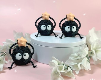 Soot Sprite Desk Buddy + Orange Candy + 3d Printed Model + Studio Ghibli Desk Decor