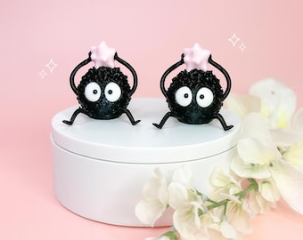 Soot Sprite Desk Buddy + Pink Candy + 3d Printed Model + Studio Ghibli