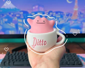 Ditto in a Cup Desk Buddy, Pastel Pink 3D Printed Gamer Accessory