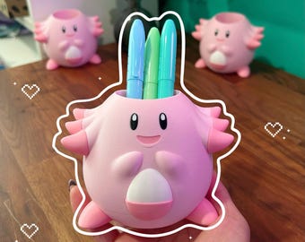 Pink Fairy Pen Holder + 3D Printed Desk Organizer + Kawaii Gift for Gamers, Students & Office Decor