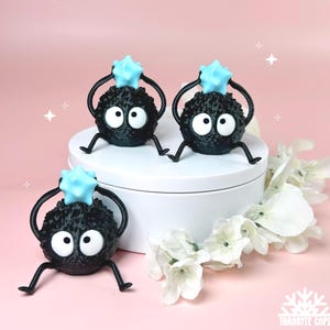 Soot Sprite Desk Buddy + Baby Blue Candy + 3d Printed Model + Studio Ghibli