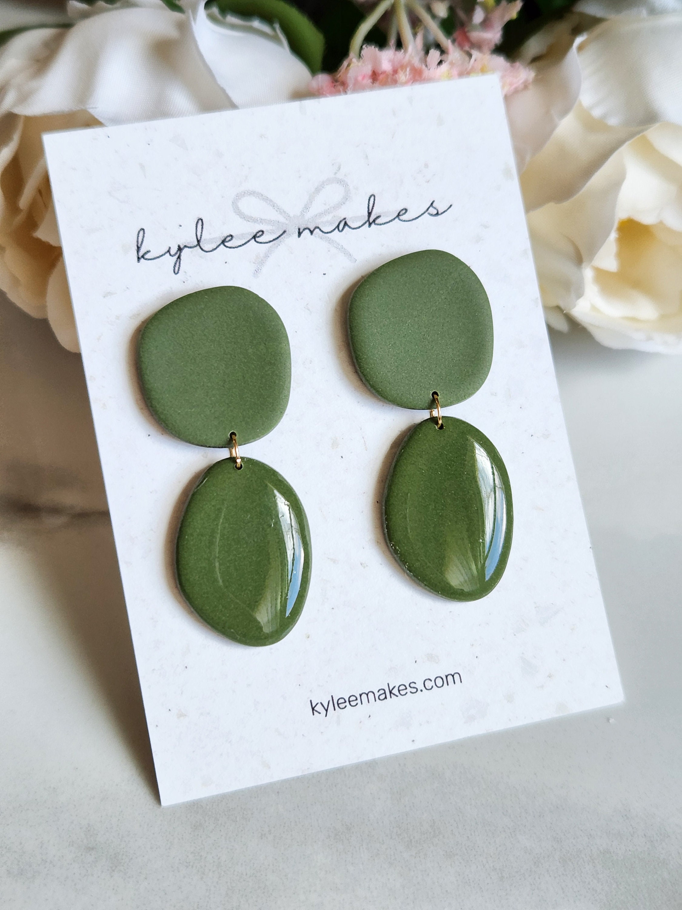 Green polymer sale clay earrings