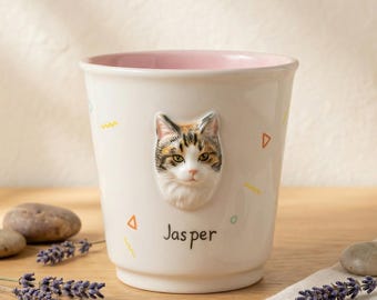 Custom Pet Mug,Handmade 3D Sculpted Pet Mug,Personalized Dog or Cat Portrait Mug,Mug Gift for Pet Lovers, Dog Mom Gift,Cat Mom Gift