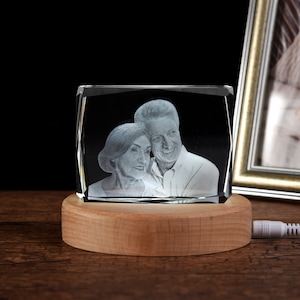 3D Crystal Photo, Custom 3D  Crystal Photo Cube, Custom Photo Gift, Laser Engraved 3D Picture Block, Personalized Picture Gifts