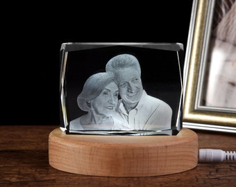 3D Crystal Photo, Custom 3D  Crystal Photo Cube, Custom Photo Gift, Laser Engraved 3D Picture Block, Personalized Picture Gifts