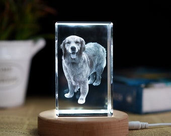 Custom 3D Crystal Photo Gift, Personalized 3D Photo Engraved Crystal Cube, Pet Loss Gift, Dog Portrait Custom, Christmas Gift, New Year Gift