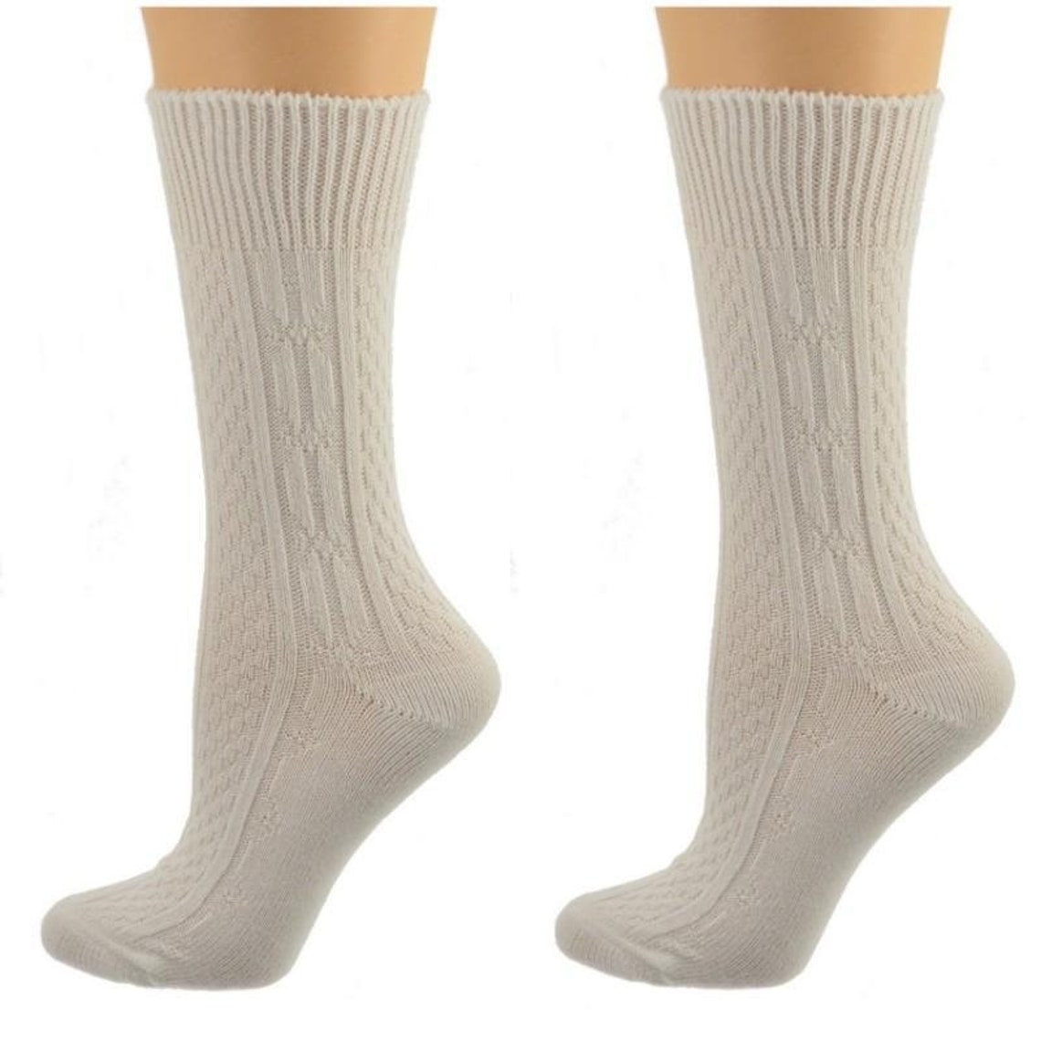 Classic Cable Knit Acrylic Crew Socks 2 pair pack W1431C Etsy