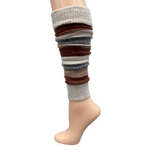 Leg Warmer for Women, Women Striped Socks, Lambs Wool Knee High Leg Warmers, Blue Leg Warmers, Scrunch Sock, Thigh High Sock Stone