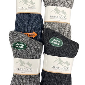 Mens Woolen Socks, Diabetic Socks, Thermal Sock,  Extra Wide Calf Men Winter Crew Warm Socks, Christmas Gift for Him, Dad and Grandfather