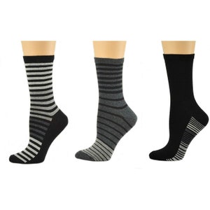 Sierra Socks Women's Striped Cotton 1 Pair or 3 Pair Pack Socks Premium Good Quality Cotton Striped Socks for Women Fits Shoe Size 4-10