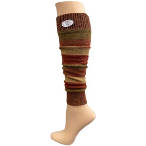 Leg Warmer for Women, Women Striped Socks, Lambs Wool Knee High Leg Warmers, Blue Leg Warmers, Scrunch Sock, Thigh High Sock Brown