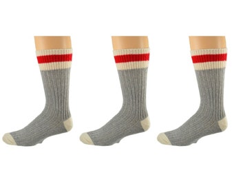Sierra Socks Men's Socks Gift Father's Day Men's Wool Striped Boot Workwear 3 Pair Pack Socks Hiking Socks Outdoor Acrylic Socks Warm