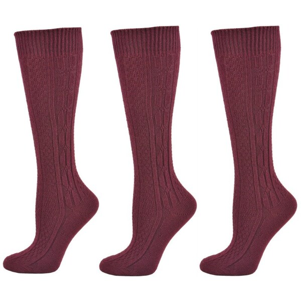 Sierra Socks Uniform Socks Classic Cable Knit Acrylic Knee High School Uniform Socks 3 Pair Pack Unisex School Uniform Socks Set 3 Acrylic