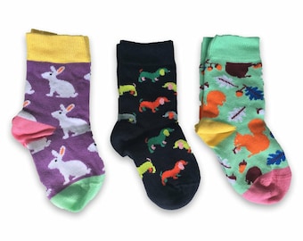 Sierra Socks Kid's Multi Colored Socks Toddler Cotton Crew Socks 3-Pack Set in Gift Box Gift for Little Babies Kid's Abstract Socks