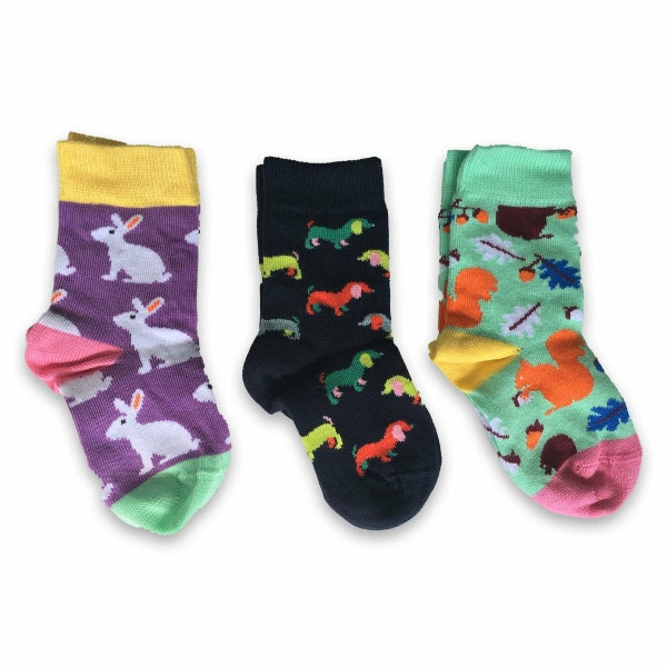 Sierra Socks Kid's Multi Colored Socks Toddler Cotton Crew Socks 3-Pack Set in Gift Box Gift for Little Babies Kid's Abstract Socks