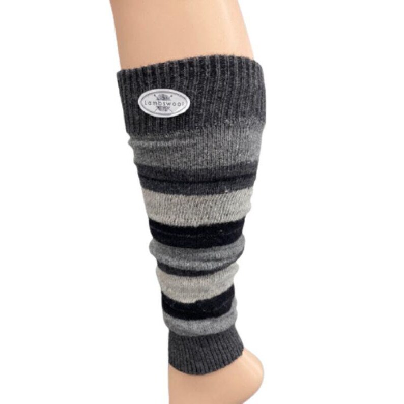 Leg Warmer for Women, Women Striped Socks, Lambs Wool Knee High Leg Warmers, Blue Leg Warmers, Scrunch Sock, Thigh High Sock Charcoal