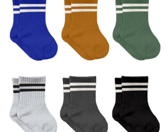 Newborn Baby Socks. Unisex Cotton Ankle-Hi Socks, Stripes Assorted 6 Pair Pack 0-6 Months Socks, Colorful Socks, Baby Shower Gift