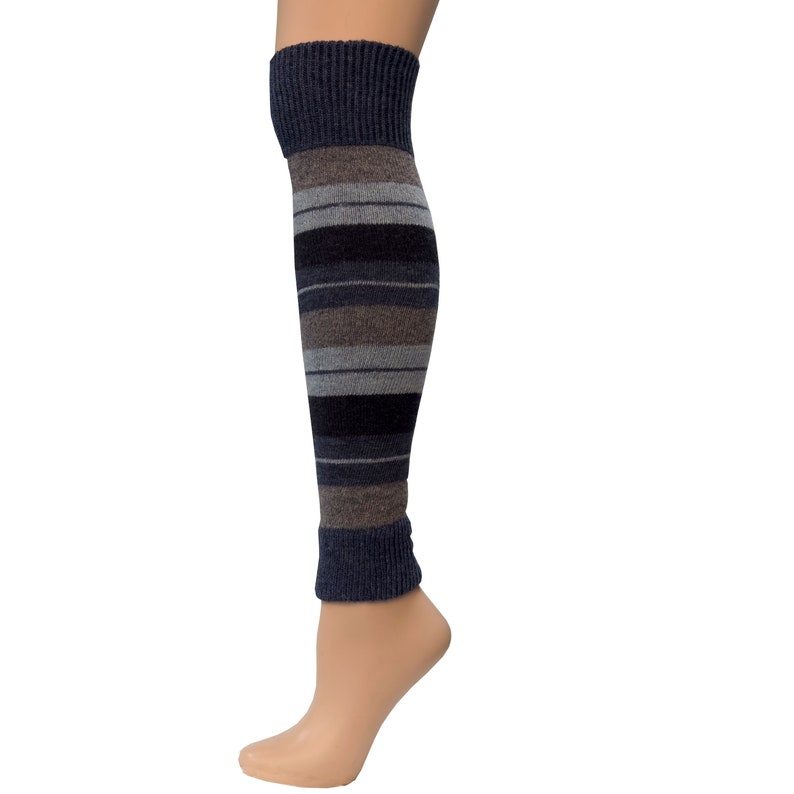 Leg Warmer for Women, Women Striped Socks, Lambs Wool Knee High Leg Warmers, Blue Leg Warmers, Scrunch Sock, Thigh High Sock Denim