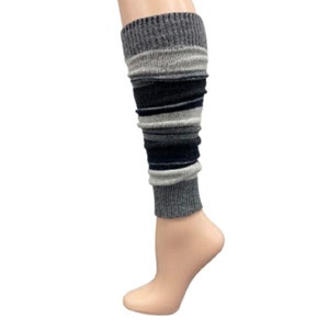 Leg Warmer for Women, Women Striped Socks, Lambs Wool Knee High Leg Warmers, Blue Leg Warmers, Scrunch Sock, Thigh High Sock Dark Gray