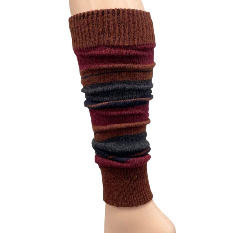 Leg Warmer for Women, Women Striped Socks, Lambs Wool Knee High Leg Warmers, Blue Leg Warmers, Scrunch Sock, Thigh High Sock Brick