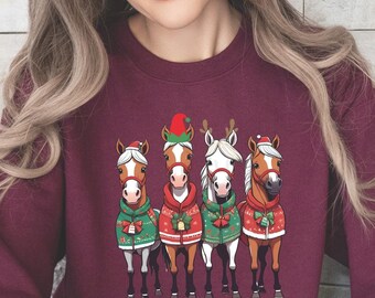 Western Christmas Horse Shirt, Womens Christmas Sweater, Funny Christmas Shirt, Horse Lover Gift,Horse Christmas Sweatshirt