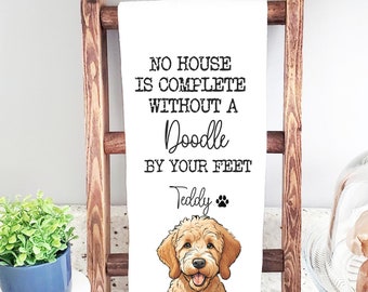 Custom Golden Doodle Kitchen Towel: Dog Lover Gift