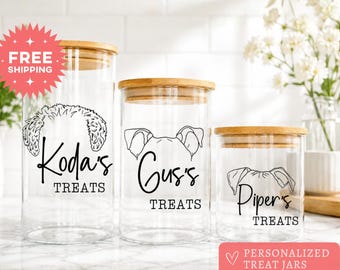 Pet Treats- Treat Bowl, Treat Container, Pet Bowl, Cat Treats, Dog Treats, Cat Food Bowl, Dog Food Bowl, Glass Storage Jar Canister Wooden