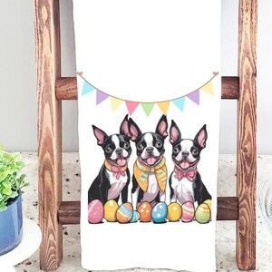 Boston Terrier Gift, Boston Terrier Mom, Boston Terrier Dog, Easter Dog Gift, Boston Terrier Lover, Boston Easter Towel