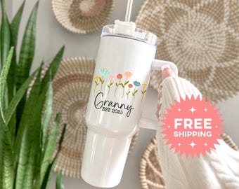 New Grandma Tumbler, Personalized First Time Grandma,Custom Grandma Tumbler 40 oz, Custom Travel Mug 1st Time Grandma Gift Grandma To Be Cup