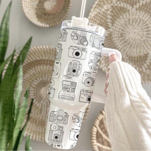 Photographer Tumbler: Camera Design Travel Mug - 40 oz