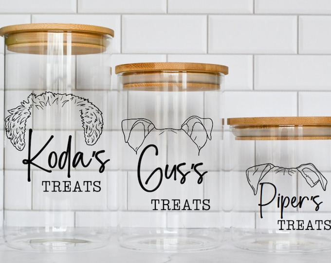 Pet Treats- Treat Bowl, Treat Container, Pet Bowl, Cat Treats, Dog Treats, Cat Food Bowl, Dog Food Bowl, Glass Storage Jar Canister Wooden