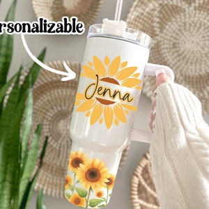 Sunflower Tumbler, Personalized Tumbler, 40Oz Tumbler, Sunflower Lover Gift, Custom Sunflower Cup, Floral Tumbler Cup, Sunflower Gift Women