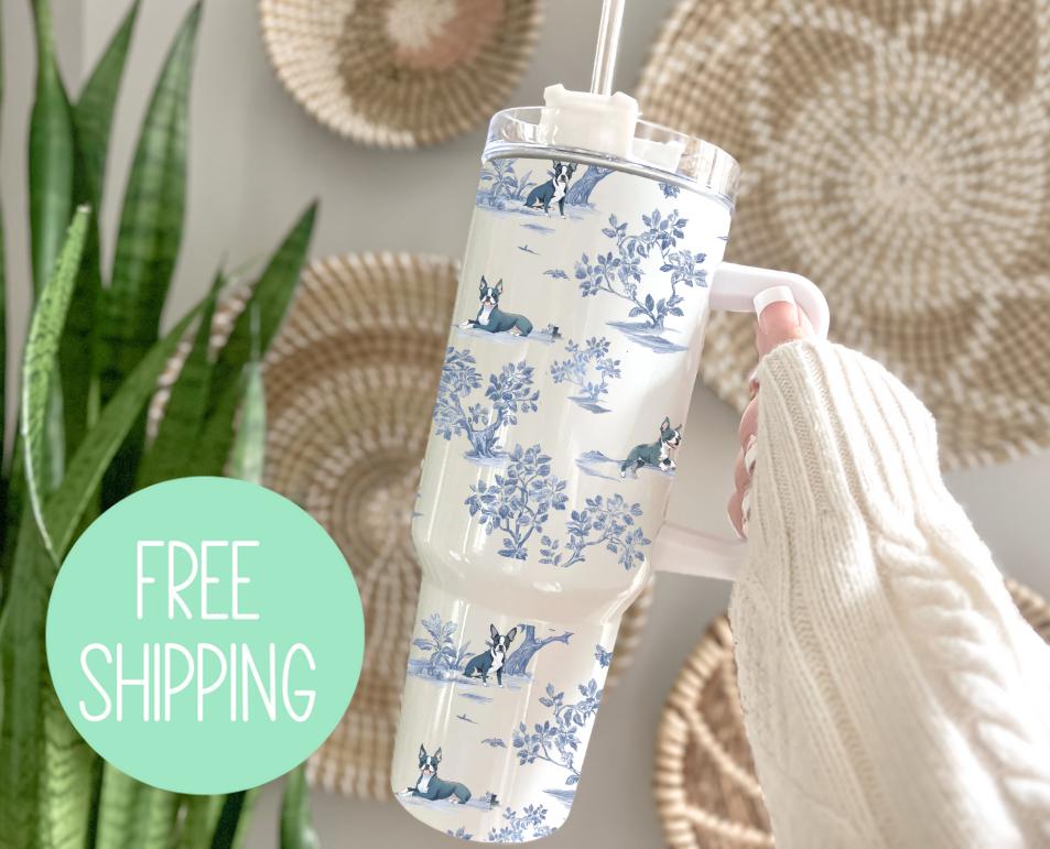 Boston Terrier 40 oz Tumbler, Dog Lover Gift, Cute Dog Travel Mug, Pet Parent Coffee Cup, Dog Mom Tumbler, Puppy Lover Drinkware, Pet Gift
