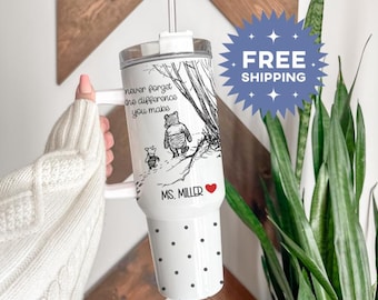 Custom Teacher Tumbler, Personalized 40oz Teacher Tumbler with Handle Gifts for Teacher Appreciation Gift for Teacher Travel Mug Teacher Cup