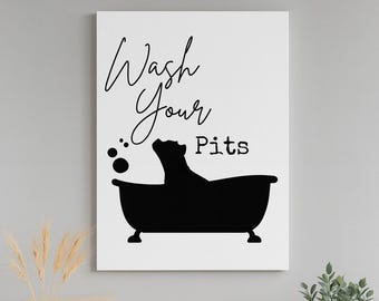 Funny Pitt Bull Canvas Wall Art, Pittbull Themed Gift, Dog Owner Gift for Pittie Parents, Funny Pet Lover Present, Pitbull Mom Dad Gift