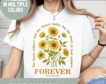 Comfort Colors Christian T-Shirt: Boho Floral Bible Verse Graphic Tee