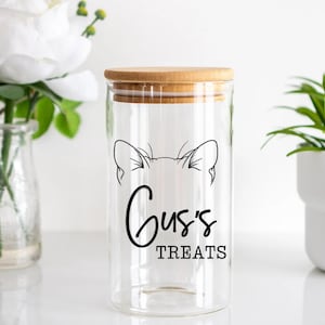 Custom cat treat jar, personalized cat jar, cat treat container, cat lover gift, cat mom jar, pet treat jar custom, cute cat treat jar