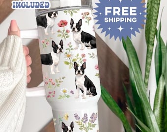Boston Terrier Tumbler | Dog Mom Gift | Cute Boston Terrier Cup | Insulated Stainless Steel Tumbler | Dog Lover Gift