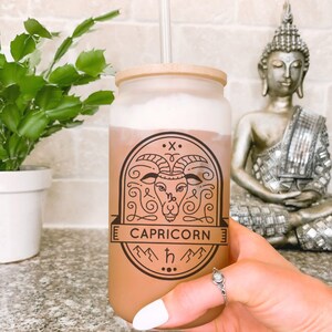 Capricorn Zodiac Cup- Zodiac Coffee, Capricorn Iced Coffee Glass, Witchy Capricorn, Capricorn Birthday gift, Capricorn Zodiac Mug
