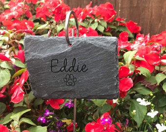 PET MEMORIAL PLAQUE and Hook, Slate Pet Grave Marker, Pet Loss Gift, Personalised Pet Memorial, pet memorial slate, pet loss memorial, Paw